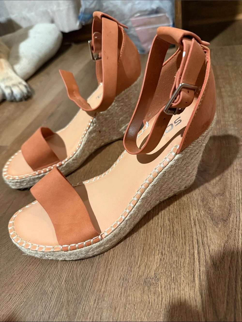 Soda Terracotta Espadrille Wedge Sandals with Ankle Strap